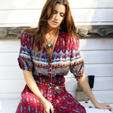 Gypsy Girl Outfits Cardigan Dress Dress Single-Breasted Printing