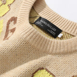 Men Sweater Flower Jacquard Sweater Vest Men's Loose Pullover