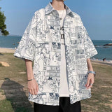 Men Shirts Printed Stand Collar Lining Loose