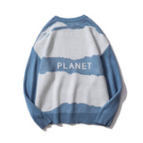 Men Sweater Cartoon Jacquard round Neck Sweater Men Loose Pullover