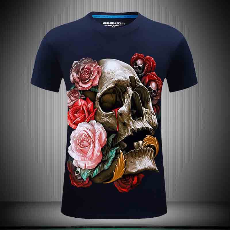 Skull Apparel 3D Pattern T-shirt Printed round Neck