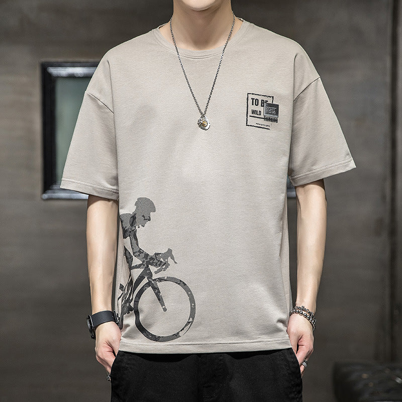 Men T-shirt Printed Half Sleeve Bottoming Shirt