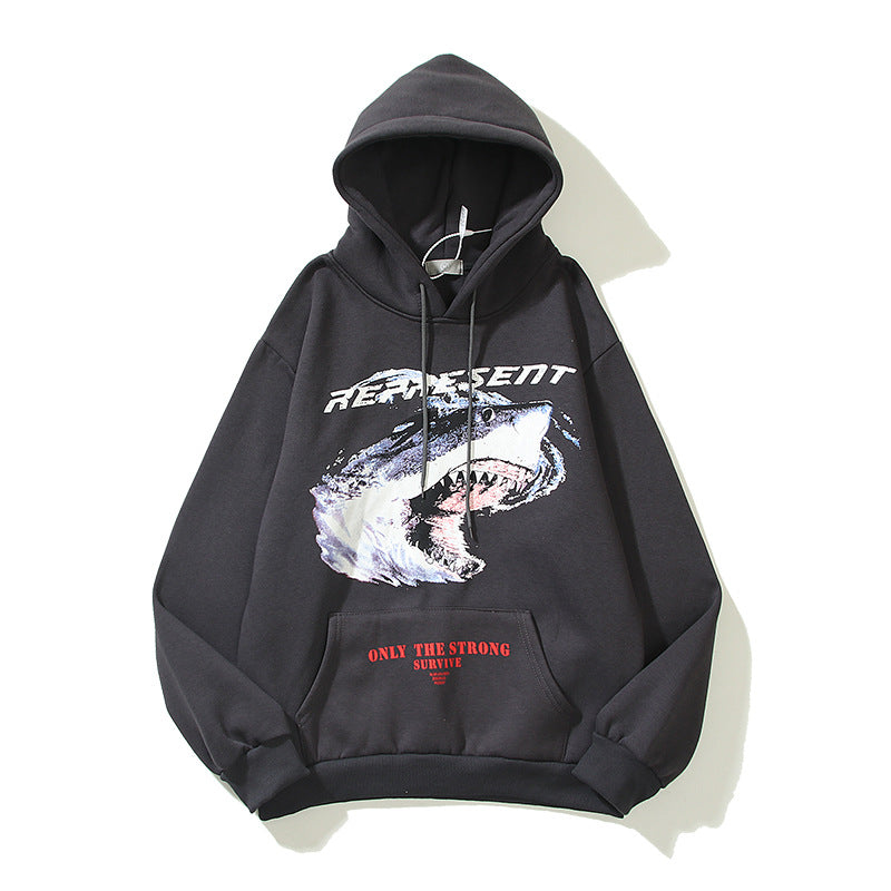 Kanye West Sunday Service Hoodie Autumn And Winter Present Distressed Shark Hoodie Loose Fleece Lined