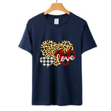 Valentine's Day T Shirt Men's and Women's Heart Printing Pullover Cotton Short Sleeve Women's T-shirt
