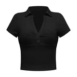 Coachella Music Festival Outfits Solid Color Summer Women's Retro Short Sleeve T-shirt