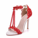 Nude Heels for Wedding Sandals Buckle Strap Shoes High Heel Sandals