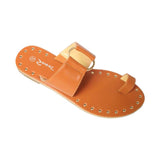 Women Open Toe Sandals Flats Large Size Sandals Round Toe Rivet Flat Casual Slippers