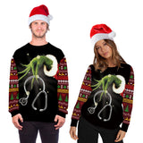 Men and Women Grinch Sweater Christmas Print Couple round Neck Sweater