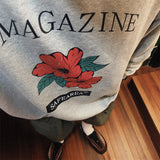 Crew Neck Sweatshirts Men's Clothing Loose Fashion Flowers Print Printing