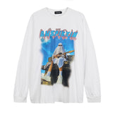 Man Fall Outfits Sweater Thin Hip Hop Retro Cartoon Print High Street Pullover Long Sleeve Top