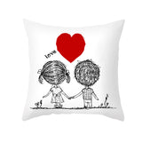 Valentine's Day Pillow Covers 4 Piece Random Styles Together, Peach Peel Printing Lovers Love Sketch Back Cushion