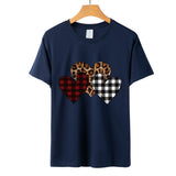 Valentine's Day T Shirts Couples Color Leopard Print Heart Printing Pullover Short Sleeve T-shirt