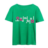 Squid Game Costume Women's Printed Loose Cotton Crew Neck Short Sleeves T-shirt Women