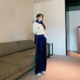 Velour Tracksuit Spring, Autumn and Winter Loose Velvet Thickened Sweater Two-Piece Set