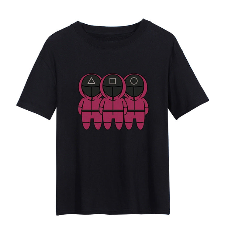 Squid Game Costume Pattern Printed Top Short Sleeve T-shirt