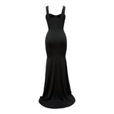 Kendall Jenner Wedding Guest Dress Bandeau Sling Long Dress Slit Sheath Skirt