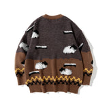Men Sweater Color Matching Sweater Men's Loose round Neck Sweater Trendy Pullover Long Sleeve