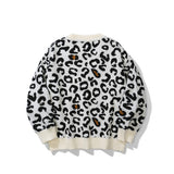 Men Sweater Leopard Jacquard Sweater Coat Men's Cardigan Sweater