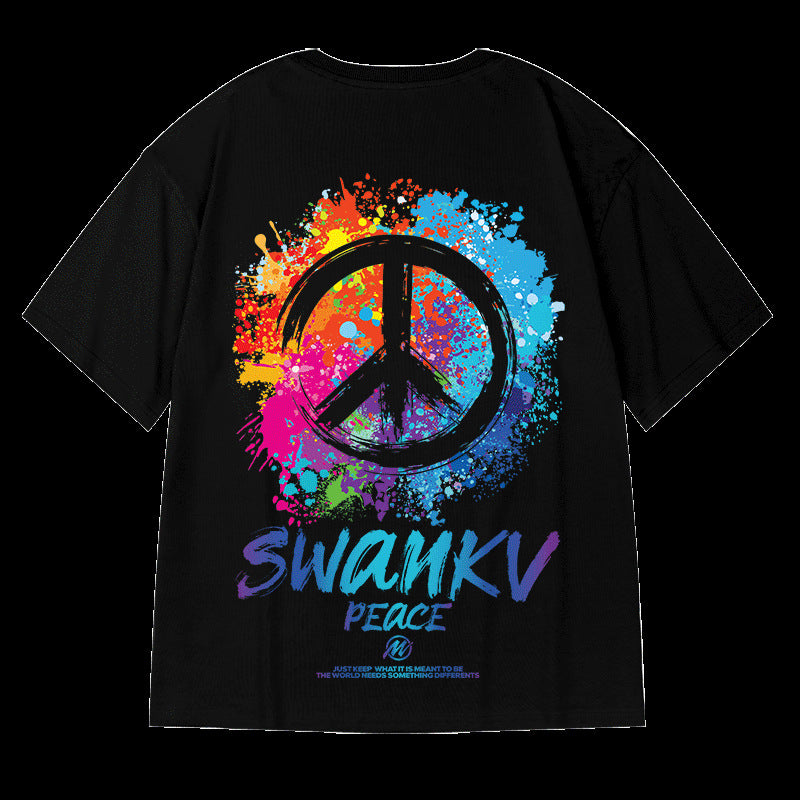Men T-Shirts Oversize Loose Printed Half Sleeve