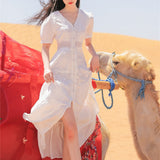 Coachella Music Festival Outfits Red Slimming Sun Protection Seaside Vacation Travel Desert Travel Dress
