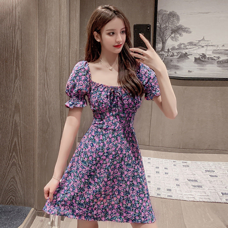 MIDI Mauve Wrap Dress plus Size Fashion Dress for Women Summer Short Sleeve Floral Skirt