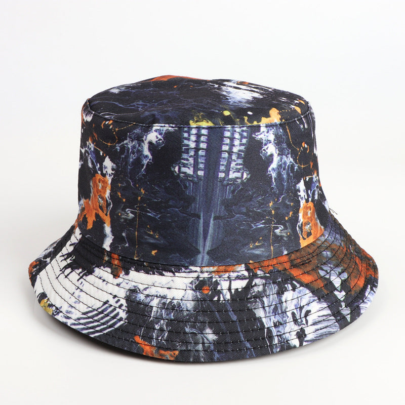 Bucket Hat Fishing Cap Cotton Print Fisherman Hat Coconut Print Sun Protection Hat