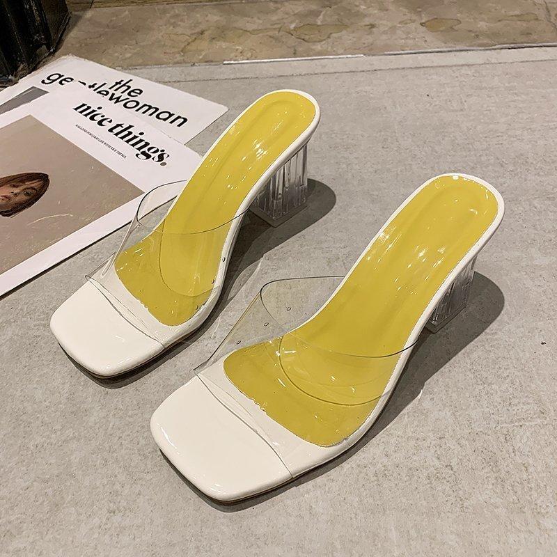 High Heels Slippers Summer Large Size Thick Heel Slippers for Women