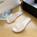 Women Open Toe Sandals Flats Summer Candy Color Flat One-Line Casual Slippers
