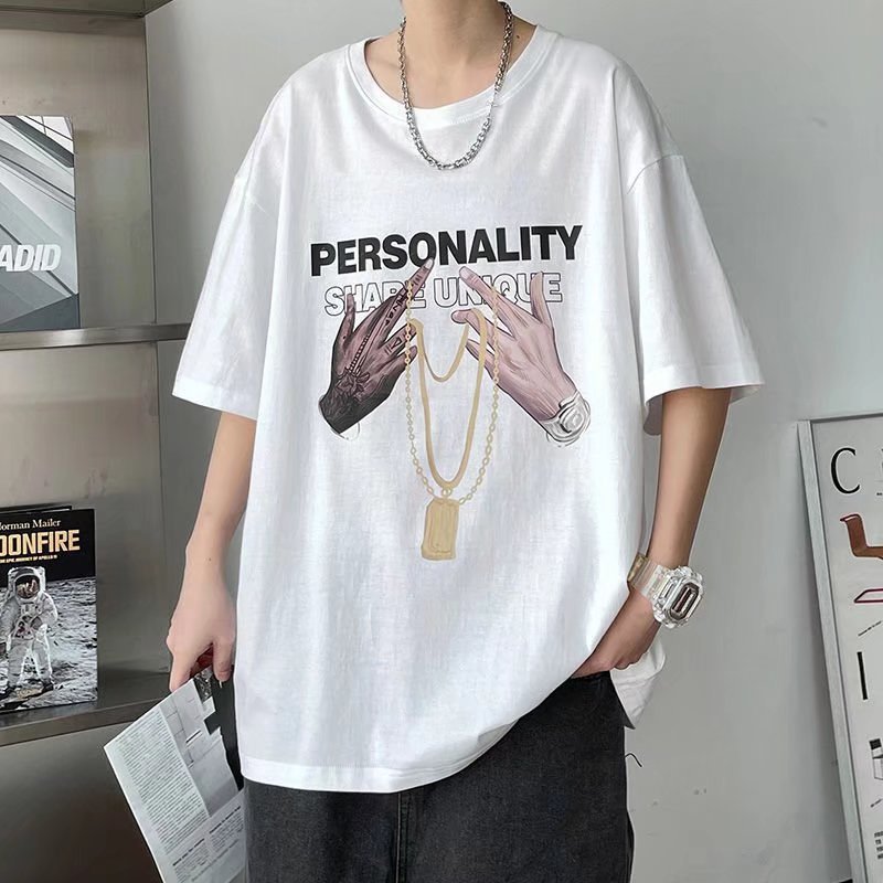Men T-Shirts Loose Printed Half Sleeve