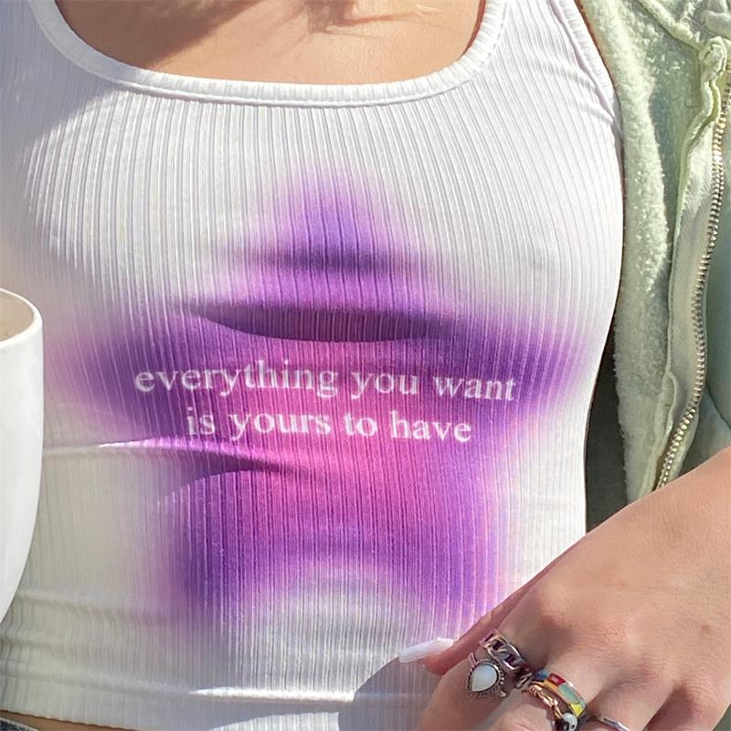 Vintage Y2g Shirts Printed Vest Summer Women's Sexy