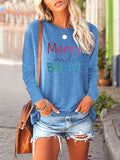 Merry and Bright Sweatshirts Merry and Bright Letter Printed Long Sleeve