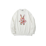 Men Sweater Street Tide Brand Flower Embroidered Sweater Men's Trendy Loose round Neck Sweater