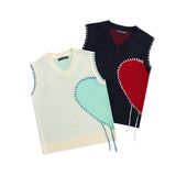 Men Sweater Hand Stitching Color Matching Sweater Vest Man Sleeveless Sweater Vest Outer Wear