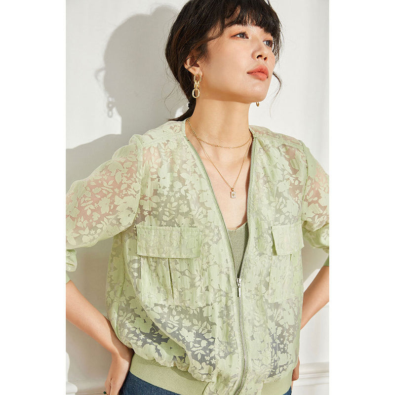 Gloria Vanderbilt Lace Loose V-neck Short Thin Coat