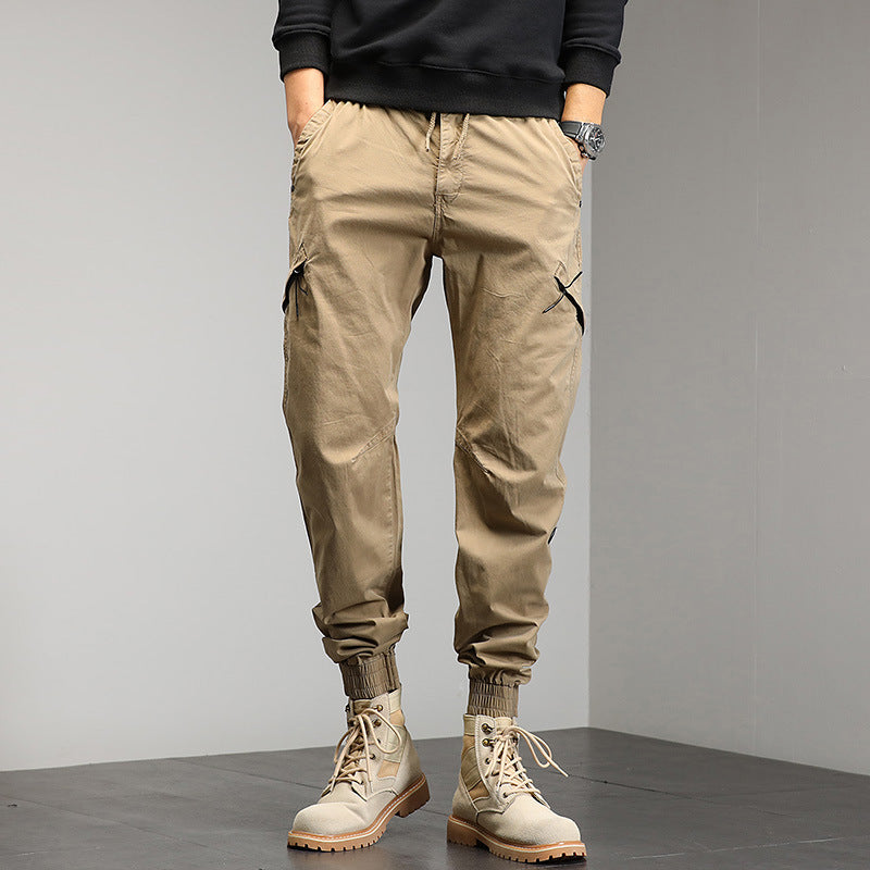Cuffed Cargo Pants Men's Summer Loose Casual Trousers