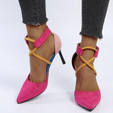 High Heels Ladies Sandals Summer Sexy Pointed Stiletto Cross Lace-up High Heels