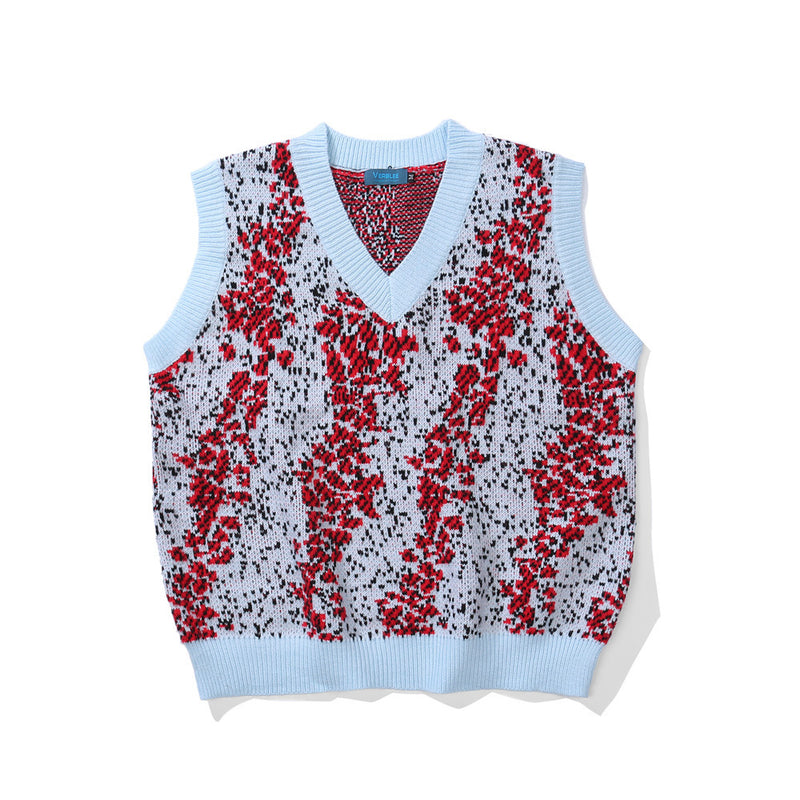 Men Sweater Vest Men's Loose V-neck Sleeveless Sweater Coat