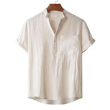 Camp Collar Shirt Stand Collar Short Sleeve
