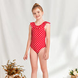 Children Swimsuit Girls' Swimwear Polka Dot Print One-Piece Swimsuit