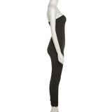 Summer New Fashion Women's Clothing Solid Color Sexy Bandeau Tight Sports Jumpsuit for Women