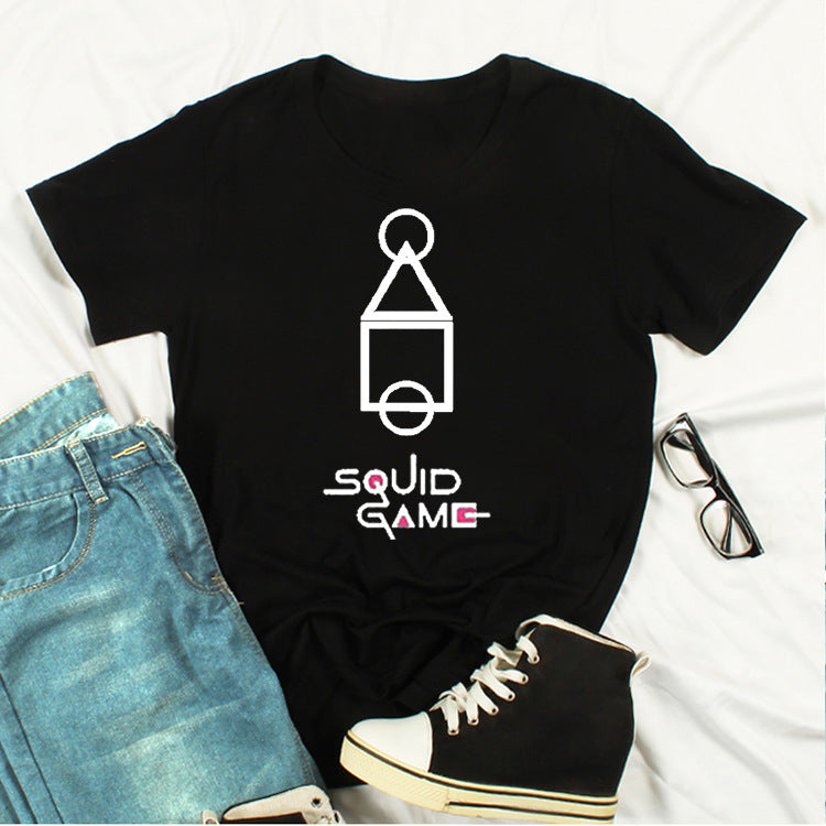 Squid Game Costume Printed Short Sleeve Pullover round Neck T-shirt