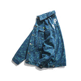 Man Fall Outfis Autumn Letter Printed Snowflake Denim Jacket Men's Street BF Loose Overalls