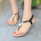 Women Open Toe Sandals Flats Large Size Flat Bottom Casual Elastic Strap Sandals