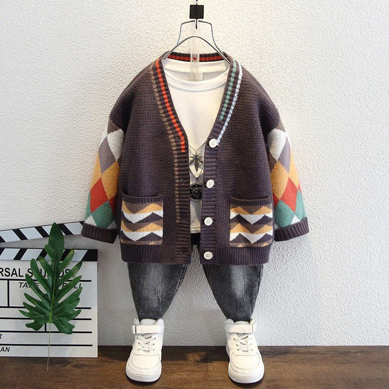 Toddler Boys Sweater Boys' Knitted Sweater Cardigan Coat