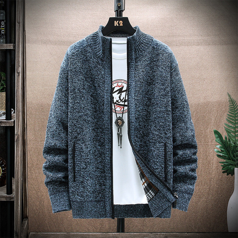 Men's Jackets Autumn and Winter Men's Fleece Padded Coat Sweater