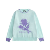 Men Sweater Contrast Color Jacquard Knitted Sweater Men's Loose round Neck Sweater