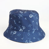 Bucket Hat Fishing Cap Cotton Print Fisherman Hat Vintage Printing Men and Women Outdoor