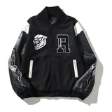 Cardigan Baseball Jacket Cr Rep Woolen Woolen Leather Sleeve Stitching Letter Logo Embroidered Baseball Jacket