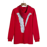 Pop Smoke Hoodies Rose Print Big V Hee Three-Color Hooded Sweater