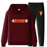 Vlone Hoodie & Pants 2 Piece Set Printed Sweater Casual